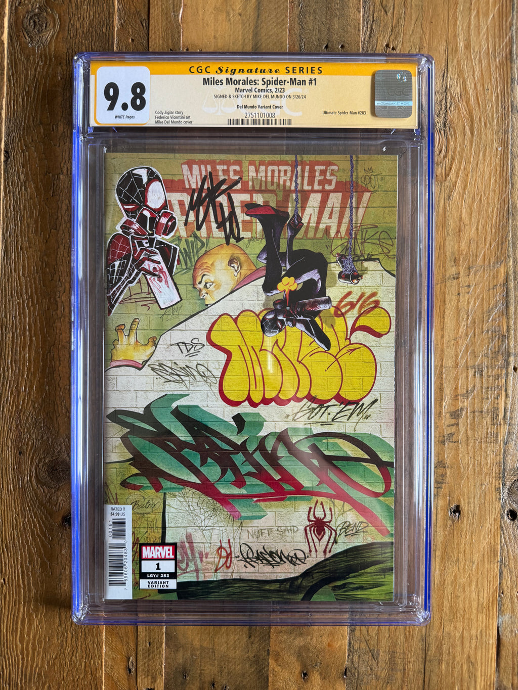 Miles Morales: Spider-Man #1  CGC Signature Series 9.8 Signed & Sketched by Mike del Mundo