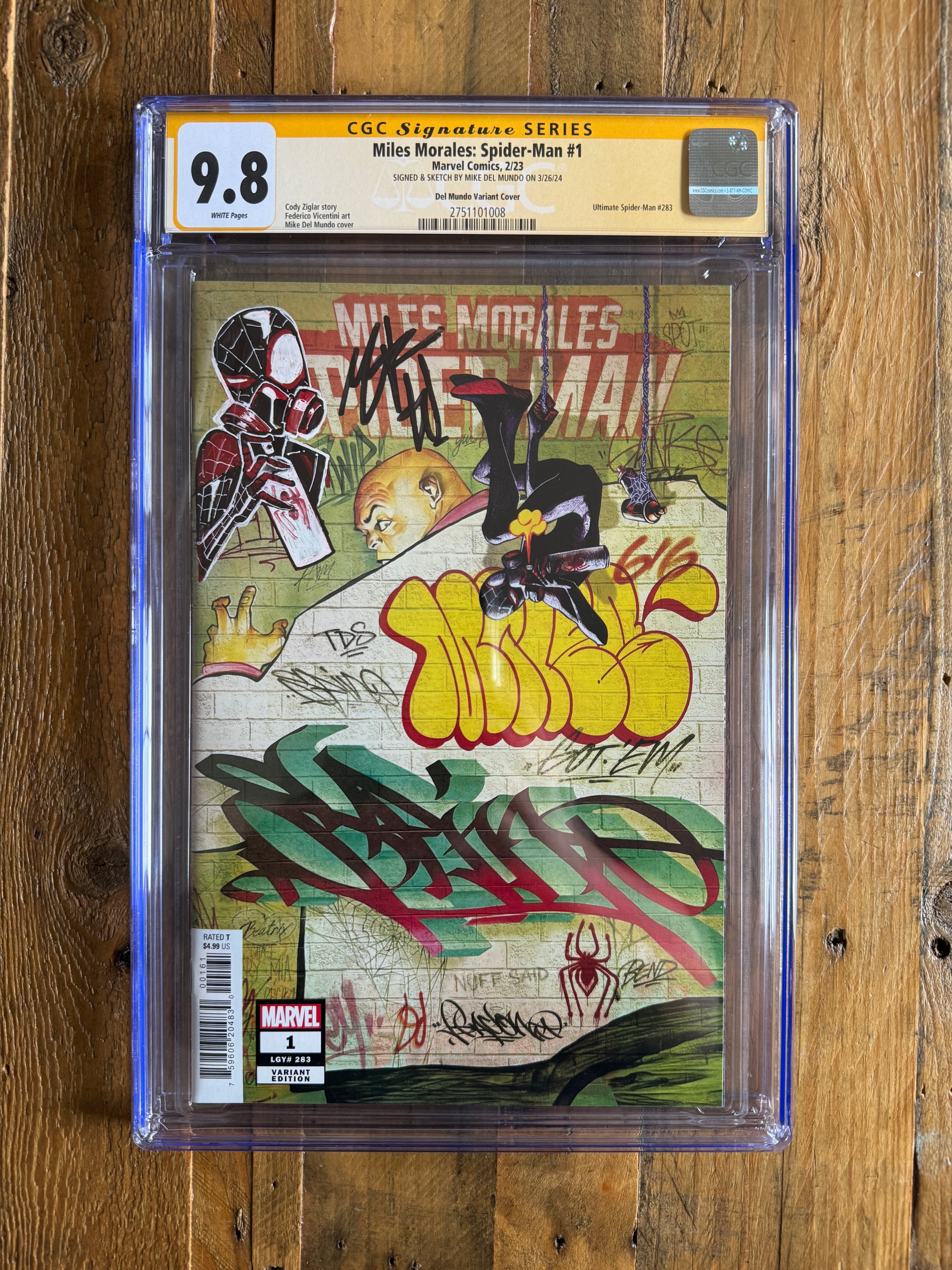 Miles Morales: Spider-Man #1  CGC Signature Series 9.8 Signed & Sketched by Mike del Mundo