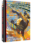 Book cover of 'The Marvel Art of Mike Del Mundo' with a stylized superhero design.