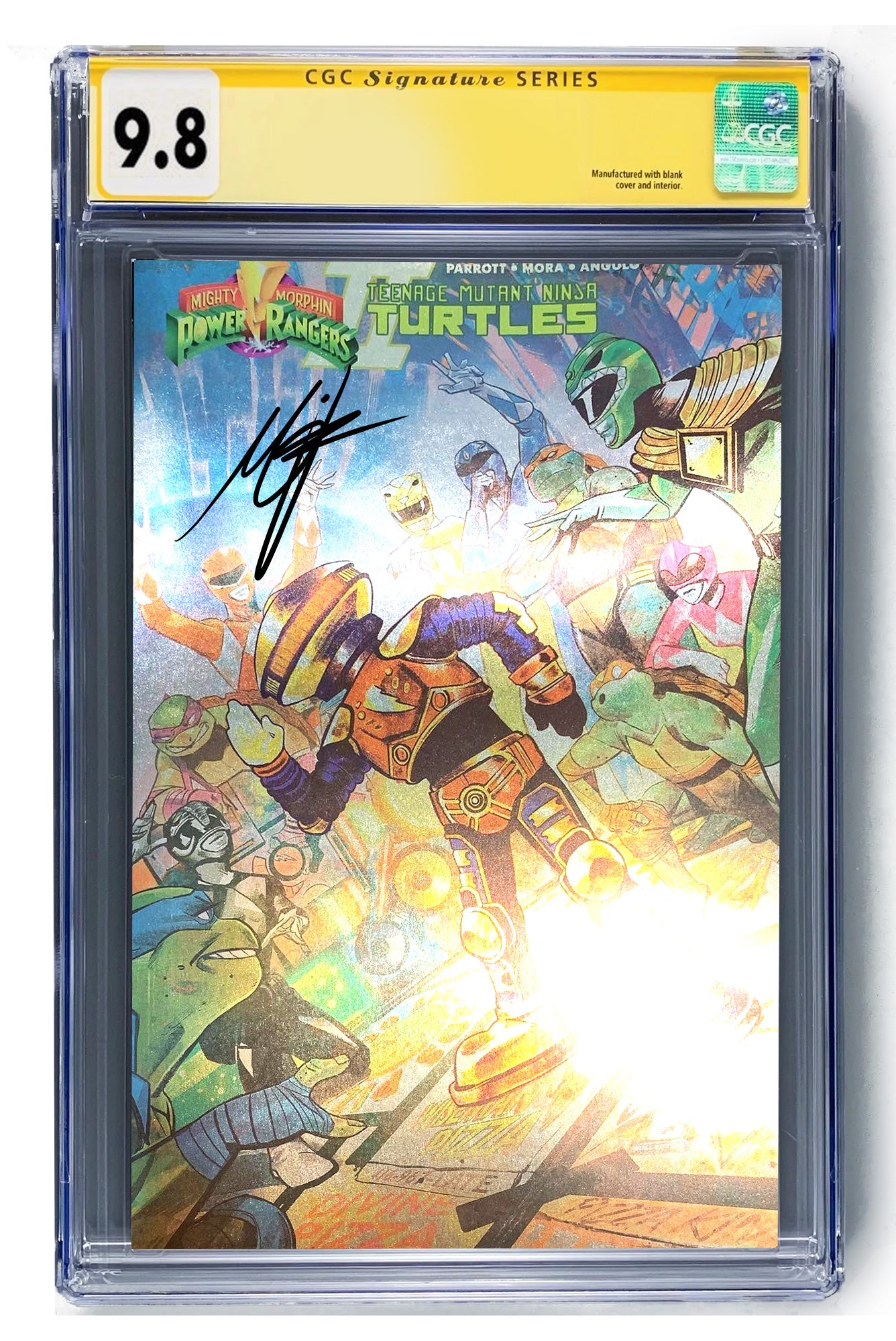 Mighty Morphin Power Rangers Teenage Mutant Ninja Turtles II #1 Alpha 5 Foil Variant CGC Signature Series 9.8 Signed