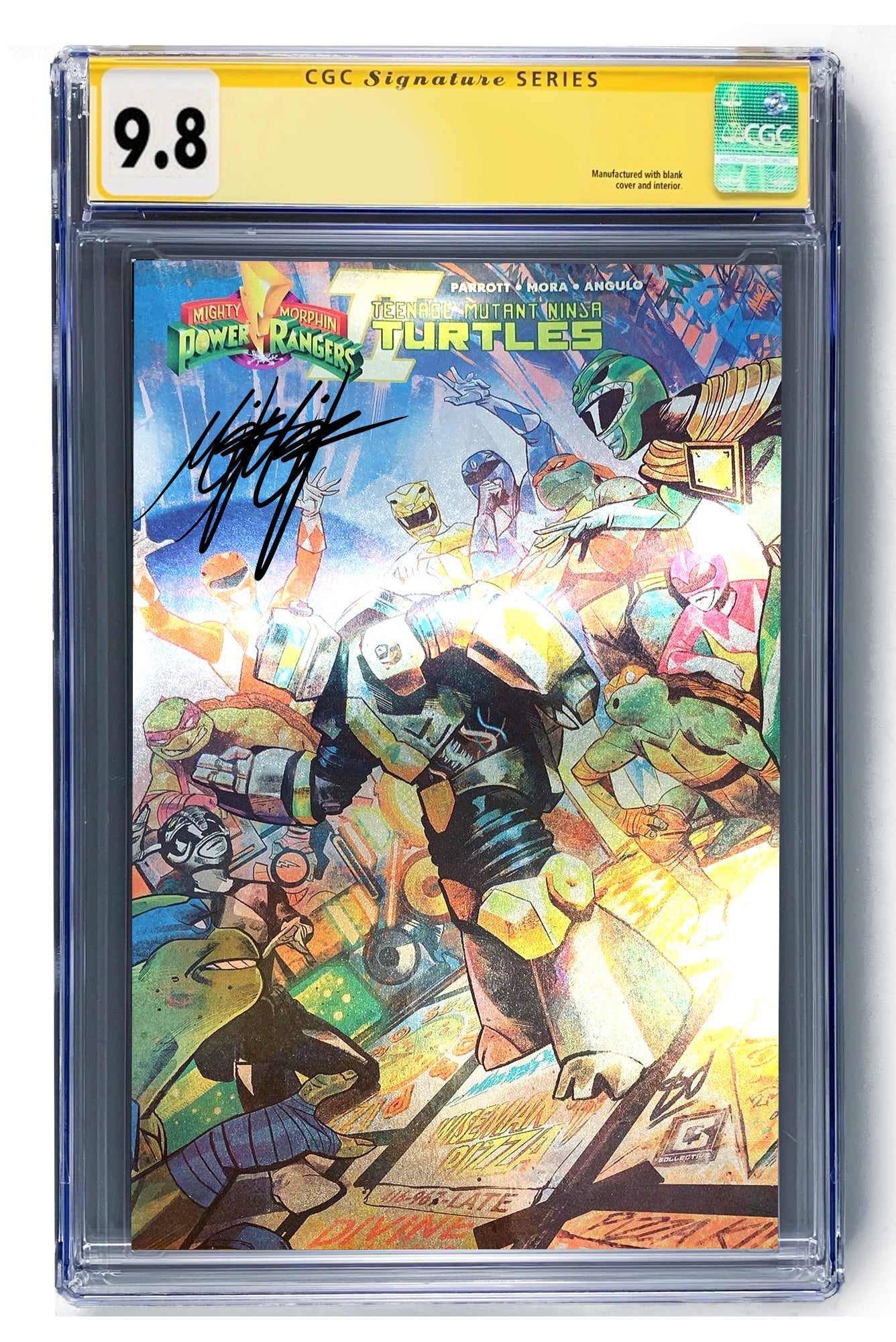 Mighty Morphin Power Rangers Teenage Mutant Ninja Turtles II #1 Metalhead Foil Variant CGC Signature Series 9.8 Signed