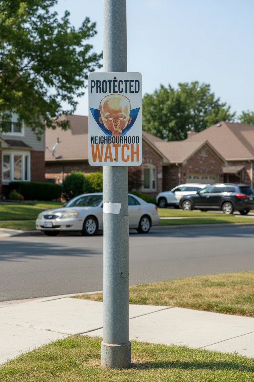 Neighbourhood Watch Sticker on Street Pole