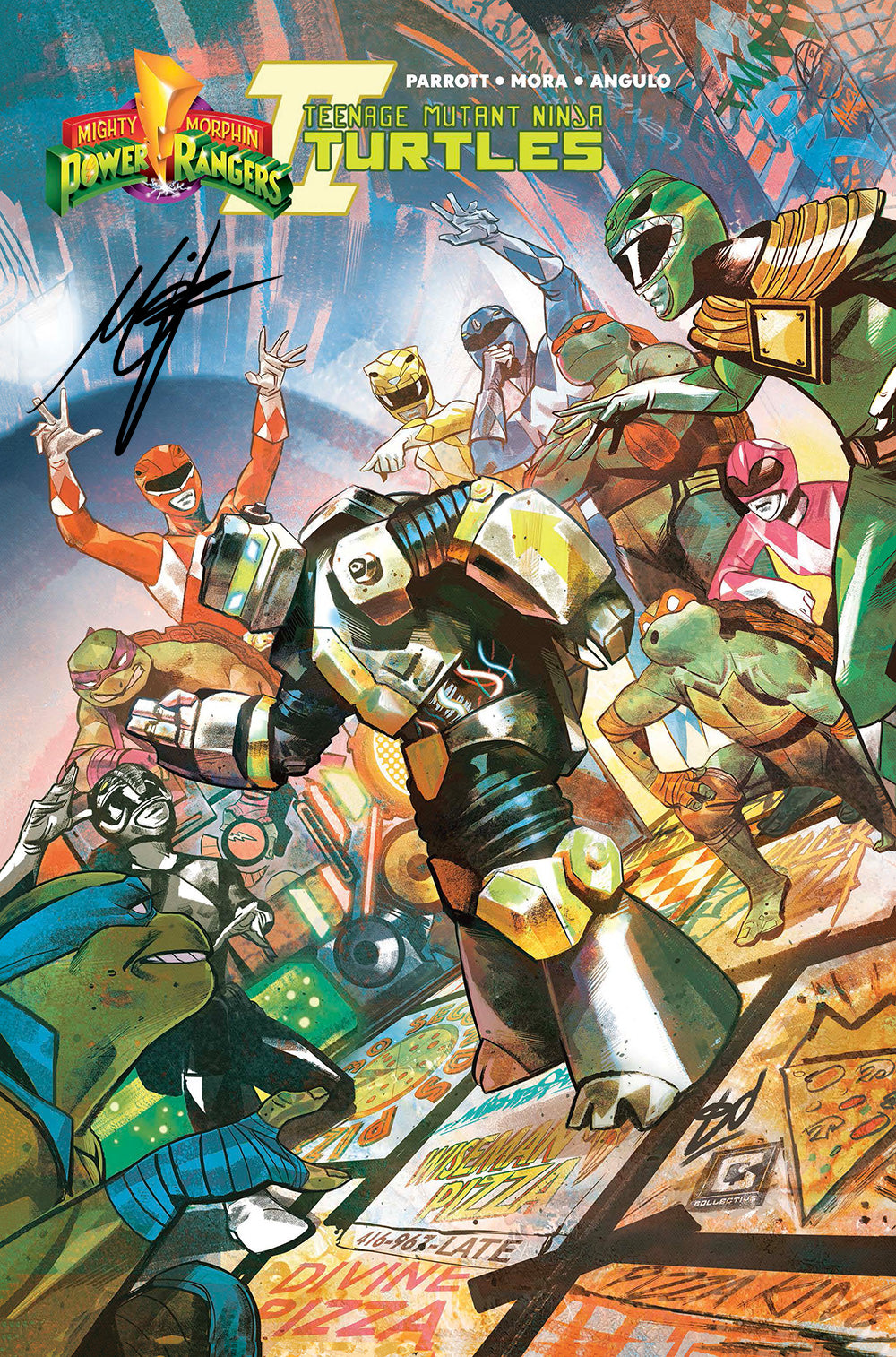 Mighty Morphin Power Rangers Teenage Mutant Ninja Turtles II #1 Metalhead Dressed Variant SIGNED